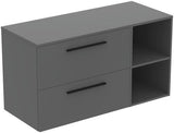 Ideal Standard i.life B Möbel-Set 120 cm – 2 Auszüge, 2 offene Fächer, Schwarz Weiß matt