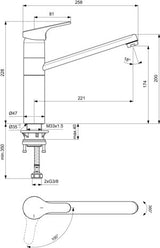 Ideal Standard Cerafit Küchenarmatur mit hohem Rohrauslauf, 221 mm Ausladung, Chrom