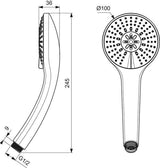 Ideal Standard Idealrain Funktionshandbrause 100 mm Chrom – 1 Strahl mit Antikalksystem