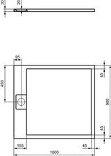 IDEAL STANDARD Ultra Flat S i.life Rechteck-Brausewanne 1000x900x30 mm Carraraweiß
