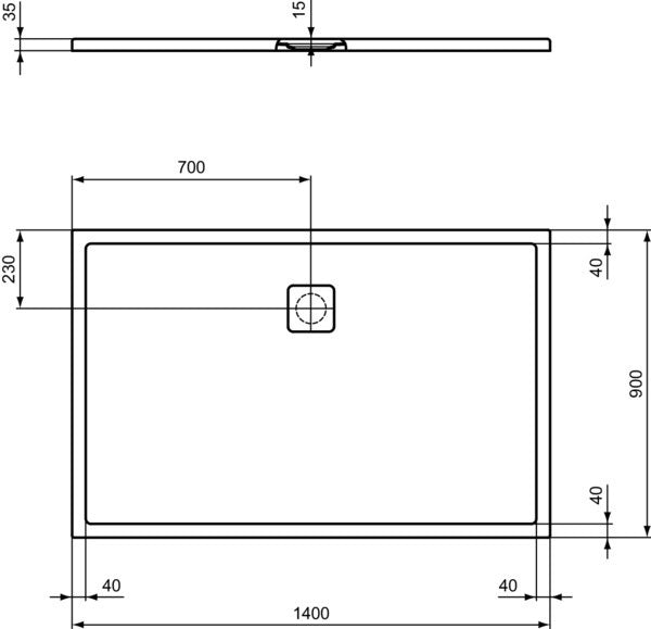 IDEAL STANDARD Rechteck-Brausewanne Ultra Flat Evo 1400x900x35 mm Seidenweiß – Flacher Einbau & Rutschhemmung