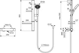 IDEAL STANDARD Ceratherm Alu+ Brausegarnitur 600 mm mit Thermostat, Handbrause 2-Funktion und Seifenschale