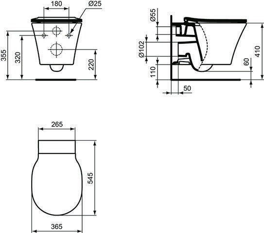 IDEAL STANDARD Waschtisch/Möbel-Paket CONNECT E mit Waschtisch 1000 mm in Weiß/Walnuss Dunkel
