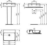 Ideal Standard Conca Aufsatzwaschtisch 500x450mm Weiß geschliffen ohne Hahnloch