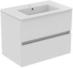 71cm Weiß u.Schrank 70cm 2Ausz. Hgl. weiß lackiert