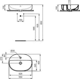 IDEAL STANDARD i.life O Aufsatzwaschtisch 550x400mm Weiß, 1 Hahnloch, mit Überlauf