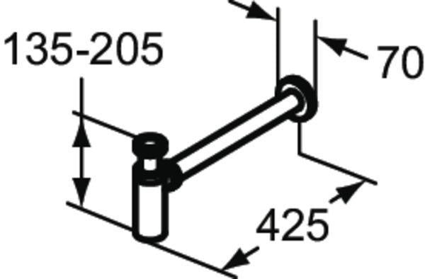 IDEAL STANDARD Designsiphon extra lang max. 380 mm Chrom – Flaschensiphon mit 90°-Bogen