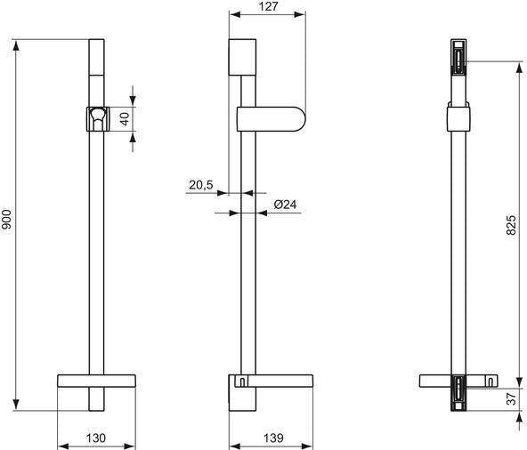 Ideal Standard Brausestange Senses 90 600 mm Chrom – Duschstange mit runder Form