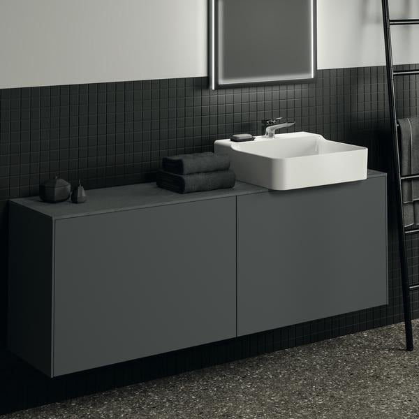 Ideal Standard Waschtischplatte Conca aus Keramik 1587x373x6 mm in Marmor Noir Desir