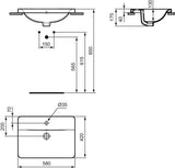 Ideal Standard Connect Einbauwaschtisch 580x420mm Weiß mit Ideal Plus | 1 Hahnloch