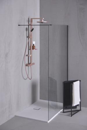 Ideal Standard Duschsystem Ceratherm Alu+ mit Thermostat, Kopf- und Handbrause, 2 Ablagen, Silber