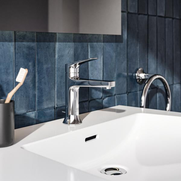 Ideal Standard La Dolce Vita Waschtischarmatur mit Ablaufgarnitur, Chrom, Heißwasser-Sparfunktion