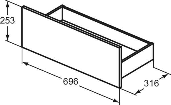 Ideal Standard Eurovit+ Untere Schublade 70 cm Hochglanz Grau Lackiert