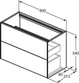 Ideal Standard Conca Waschtischunterschrank 800 mm, 2 Auszüge, Push-Open, Weiß