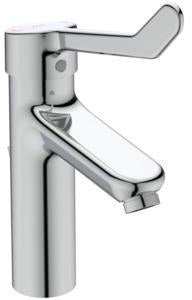 Ideal Standard Ceraplus Grande Waschtischarmatur mit Klinikhebel und Ablaufgarnitur, 123 mm Ausladung, Chrom