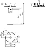 IDEAL STANDARD i.life O Aufsatzwaschtisch 550x400mm Weiß, 1 Hahnloch, mit Überlauf