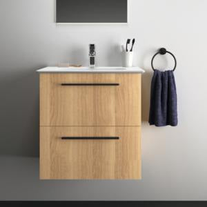 Ideal Standard i.life A Waschtisch-Set 60 cm mit Unterschrank, weiß matt, schwarzer Griff