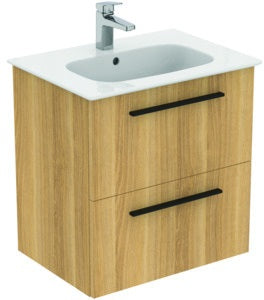 Ideal Standard i.life A Waschtisch-Set 60 cm mit Unterschrank, weiß matt, schwarzer Griff