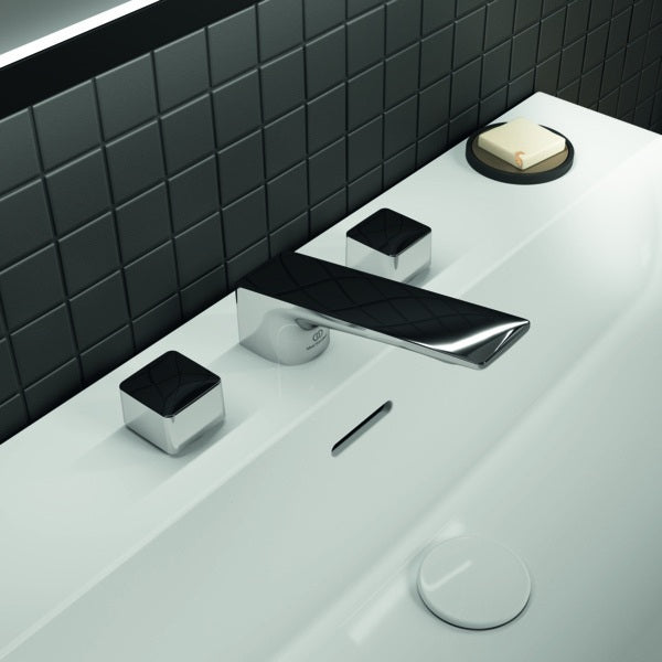 Ideal Standard Conca 3-Loch-Waschtischarmatur Brushed Gold mit Ablaufgarnitur, Ausladung 133 mm