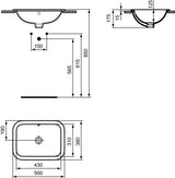 Ideal Standard Connect Einbauwaschtisch 500x380mm Weiß mit Überlauf und Ideal Plus