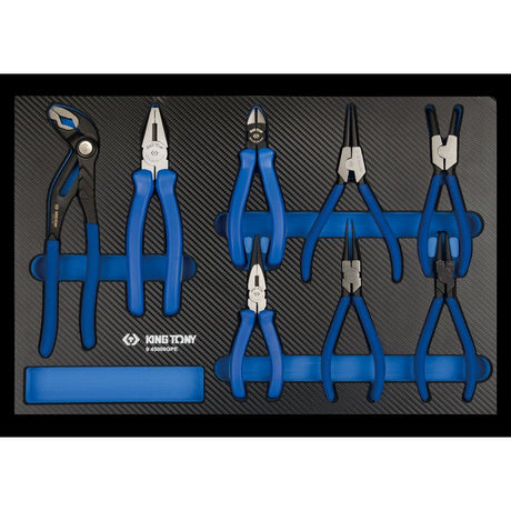 KING TONY Profi-Werkzeuge - Schaumplatte EVAWAVE mit Zangen - 8 tlg. 945008GPE