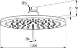 KLUDI A-QA Tellerkopfbrause 200 mm – flache Ausführung in Chrom mit Kugelgelenk