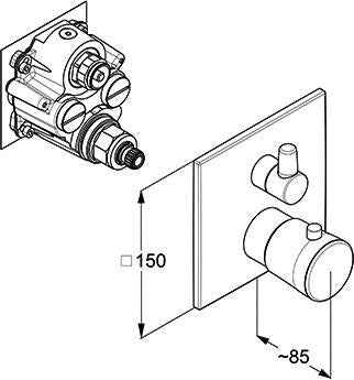 KLUDI AMBA Unterputz-Thermostatarmatur Feinbau-Set mit Absperr- und Umstellventil, chrom