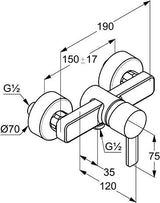 KLUDI ZENTA Brause-Einhandmischer DN 15 chrom – Wandarmatur mit Keramik-Kartusche & Temperaturbegrenzung