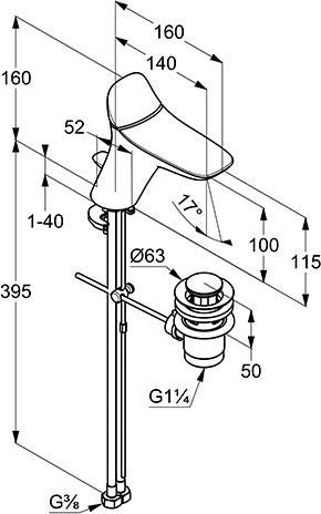 KLUDI BALANCE Waschtisch-Einhandhebelmischer DN 10 mit Ablaufgarnitur, 3,8 l/min, Chrom