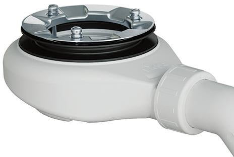 KLUDI TERRA Duschablage mit Ablauf DN 50, 265 mm breit, weißer Stöpsel