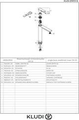 KLUDI ZENTA SL Waschschüssel-Einhandmischer chrom – 1-Loch Montage, PCA Strahlregler, DN 15