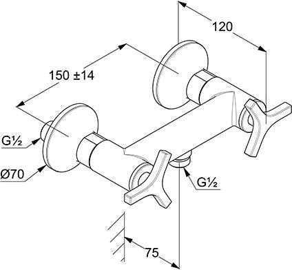 KLUDI NOVA FONTE Brausearmatur Deco DN 15 chrom – Zweigriff-Wandmontage