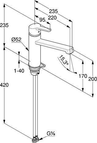KLUDI M3 Spültisch-Einhandmischer DN 15 Chrom – 360° schwenkbarer Auslauf