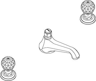 KLUDI 1926 Waschtischarmatur Dreiloch mit Kristallgriffen und Ablaufgarnitur, chrom