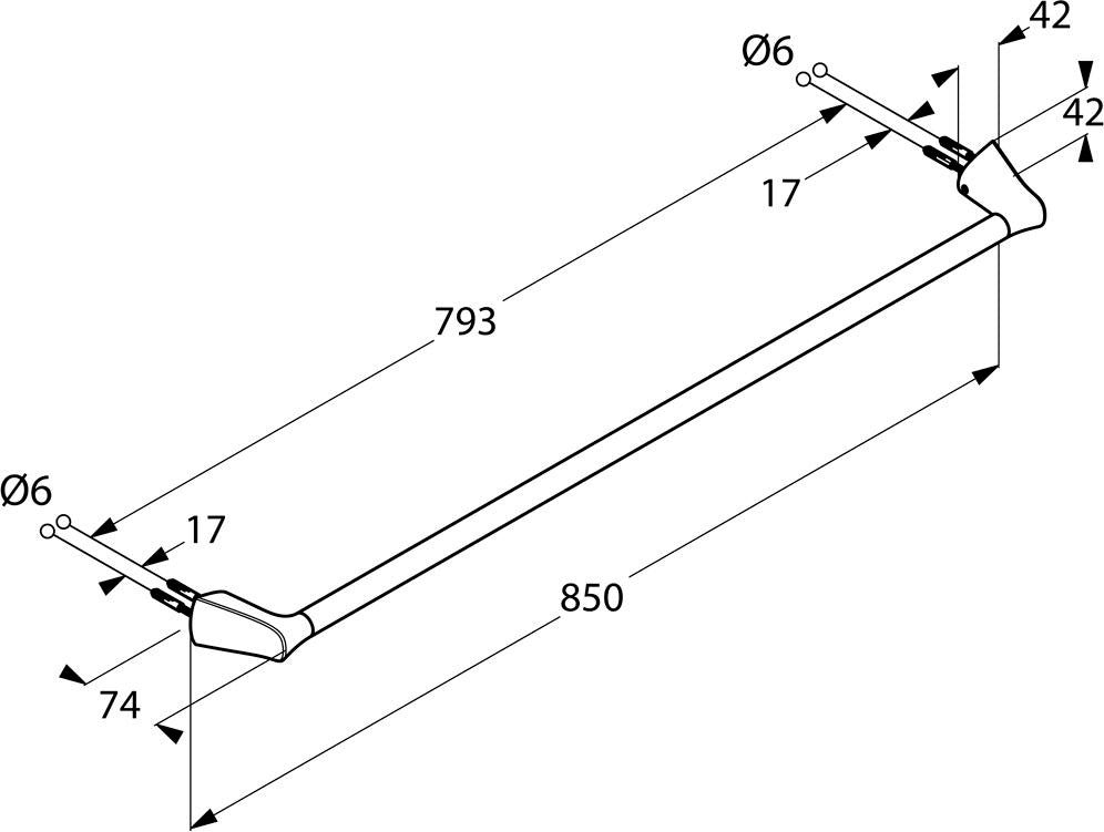 KLUDI AMBA Badetuchhalter 850 mm chrom – Wandmontage, verdeckte Befestigung, Stahl verchromt