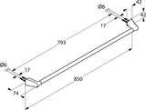 KLUDI AMBA Badetuchhalter 850 mm chrom – Wandmontage, verdeckte Befestigung, Stahl verchromt