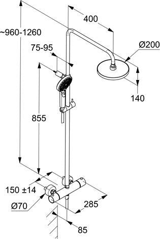 KLUDI DIVE X 3S Thermostat Dual Shower System Chrom – mit Verbrühschutz und 3 Strahlarten