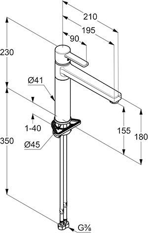 KLUDI ZENTA Spültisch-Einhandmischer DN 15 Chrom – 360° schwenkbarer Auslauf