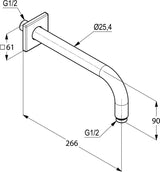 KLUDI A-QA Wand-Brausearm 250 mm eckige Rosette Chrom – starr für Tellerkopfbrause