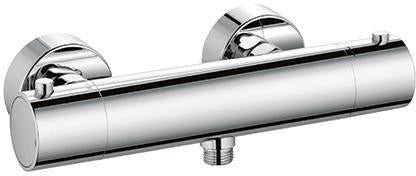 KLUDI OBJEKTA Thermostat-Brausearmatur DN 15 chrom – Wandmontage, Heißwassersperre 38 °C, inkl. S-Anschlüsse