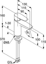 KLUDI PURE&SOLID Waschtisch-Einhandhebelmischer 100 DN 15 chrom ohne Ablaufgarnitur