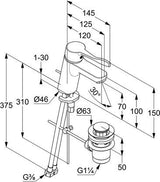KLUDI PURE&EASY Care Waschtisch-Einhandmischer 70 mit Public Hebel, chrom – inkl. Ablaufgarnitur