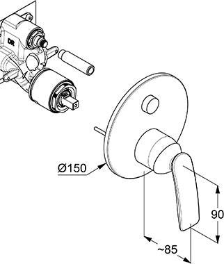 KLUDI BALANCE Unterputz-Wannen- und Brause-Einhandmischer PUSH&SWITCH Feinbau-Set Chrom