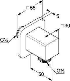KLUDI A-QA Wandanschlussbogen softedge Chrom – DN 15 mit Rückstromsicherung und Rosette