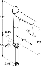 KLUDI AMBA Waschschüssel-Einhandmischer DN 15 chrom – Auslaufhöhe 273 mm, ohne Ablaufgarnitur