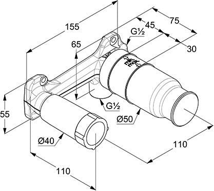 KLUDI ZENTA Unterputz-Wand Rohbauset neutral – DN 15, Messing, mit Keramik-Kartusche