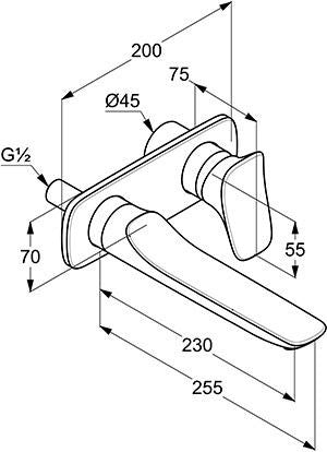 KLUDI AMBA Unterputz-Waschtisch-Wand-Einhandmischer 2-Loch chrom Ausladung 226 mm