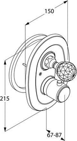 KLUDI 1926 Unterputz-Thermostatarmatur Feinbau-Set mit Absperrventil und Kristallgriff