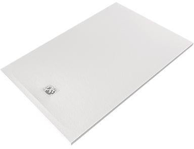 KLUDI TERRA Duschwanne 100 x 160 cm mattweiß Mineralguss mit Rutschhemmung und Abflussabdeckung