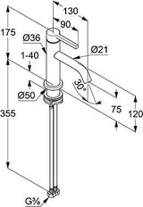 KLUDI NOVA FONTE Pura Waschtisch-Einhandmischer 75 mit Keramik-Kartusche und Strahlregler, chrom
